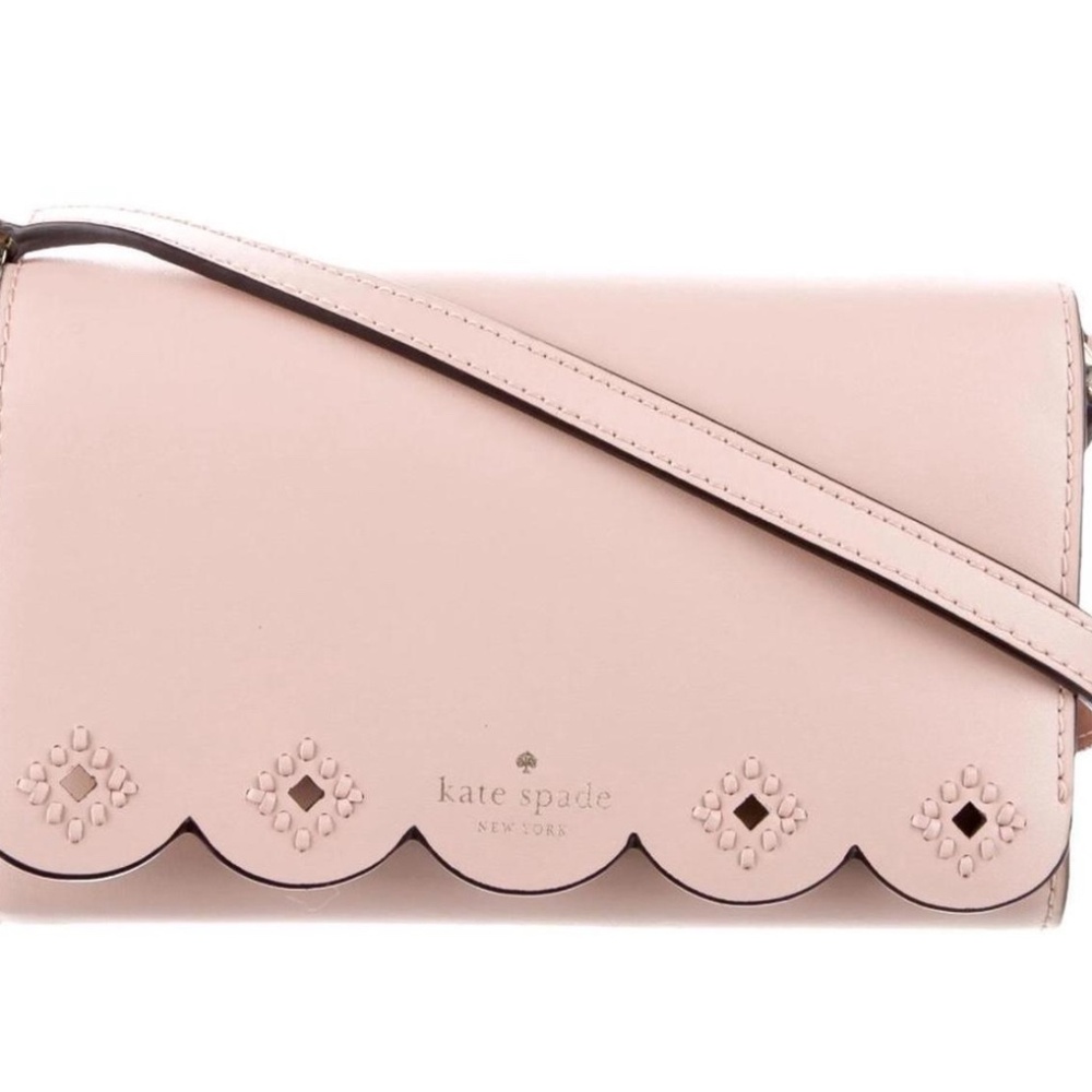 Kate Spade Magnolia Street Crossbody Purse Pink Eyelet Leather Shoulder Strap